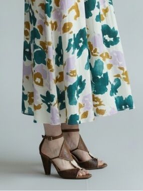Chie Mihara Justine Brown and White High-Heeled Sandals with Ankle Strap 38